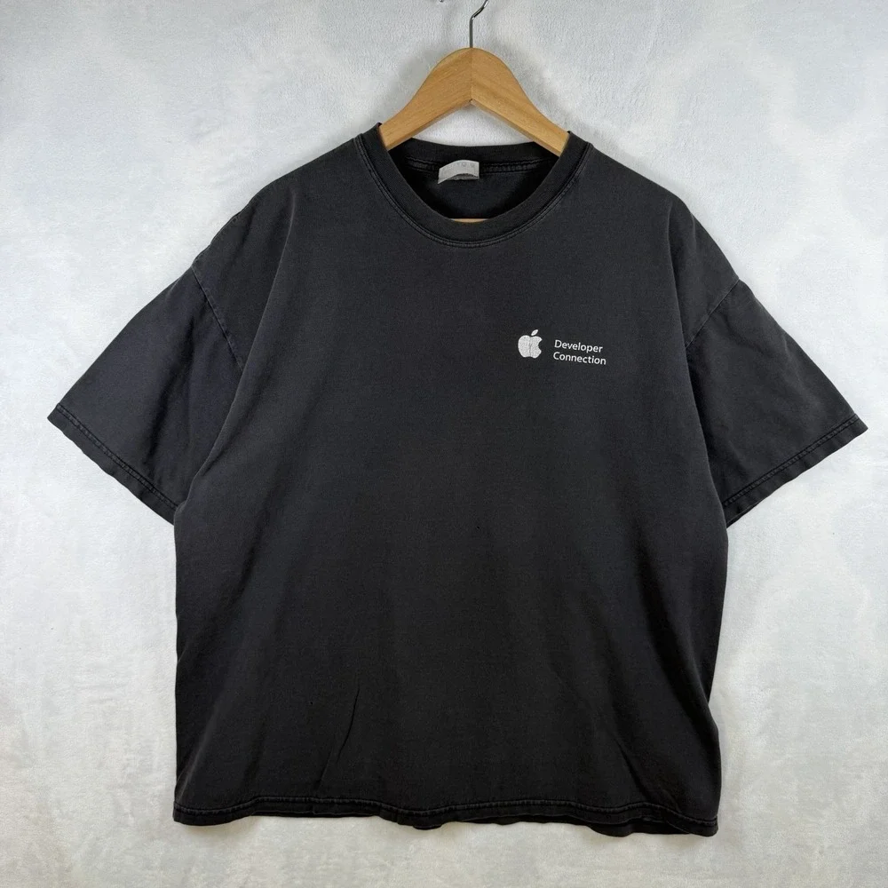 Vintage 00s Apple Developer Connection Tshirt Faded Black Mens XL Hanes Beefy-T